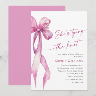 Elegant Blush Pink Hand Drawn Bow Bridal Shower Invitation
