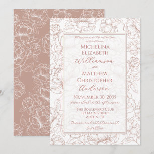 Elegant Blush Pink Hand-Drawn Floral Wedding  Invi Invitation