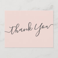 Elegant blush pink handwritten script thank you