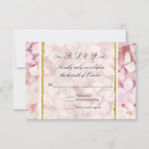 Elegant Blush Pink Hydrangea Modern Gold Glitter RSVP Card