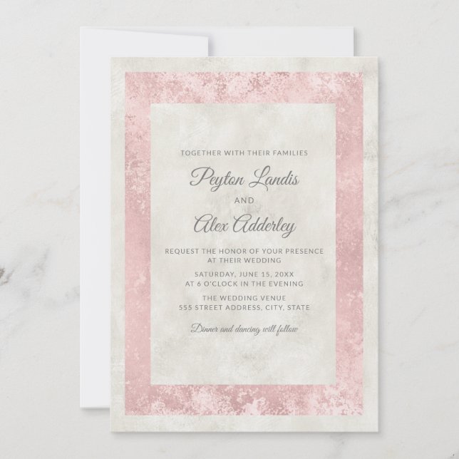 Elegant Blush Pink Ivory Cream Wedding Invitation (Front)