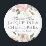 Elegant Blush Pink Ivory Floral Peony Wedding Magnet<br><div class="desc">An elegant floral bouquet of watercolor blush pink peonies and ivory roses frame these lovely spring wedding magnets. The botanical sprigs of sage green eucalyptus leaves decorate the border that surrounds the lovely cursive script. A beautiful personalized favour for a garden wedding reception during the summer. This collection is soft...</div>