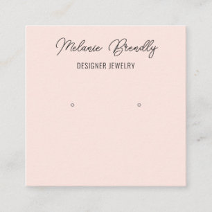 Elegant Blush Pink Jewellery Earring Display   Square Business Card