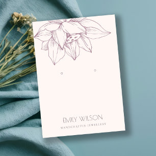 ELEGANT BLUSH PINK LOTUS SIMPLE EARRING DISPLAY BUSINESS CARD