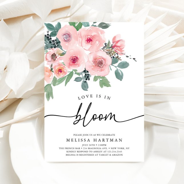 Elegant Blush Pink Love Is In Bloom Bridal Shower Invitation (Creator Uploaded)