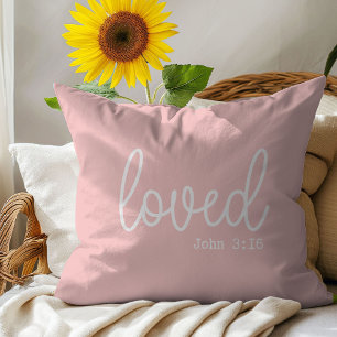 Elegant Blush Pink Loved Quote Throw Pillow