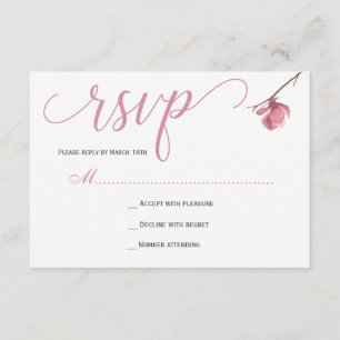 Elegant blush pink magnolia reply wedding RSVP card