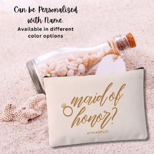 Elegant Blush Pink Maid of Honour Gift Personalize Accessory Pouch