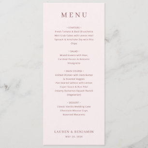 Elegant Blush Pink Menu Template