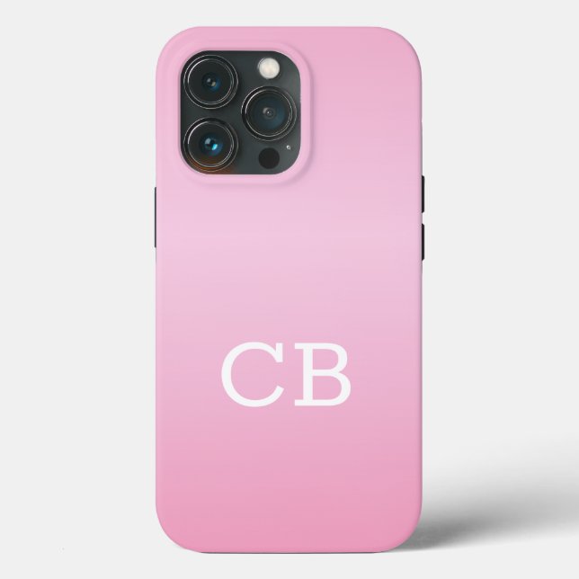 Elegant Blush Pink Metal monogrammed Name Case-Mate iPhone Case (Back)