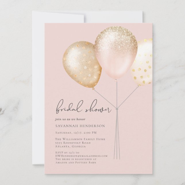 Elegant Blush Pink Minimalist Bridal Shower Invitation (Front)