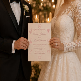 Elegant Blush Pink Minimalist Wedding Invitation