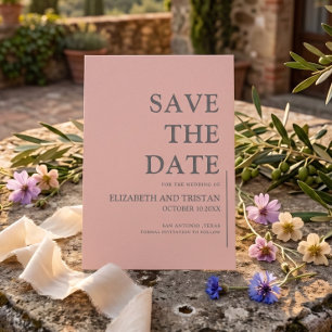 Elegant Blush Pink Minimalist Wedding Save The Date