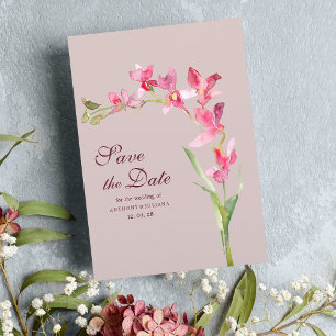 Elegant blush pink mint orchid Save the Date Invitation