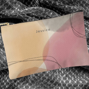Elegant Blush Pink Modern Abstract Art Accessory Pouch