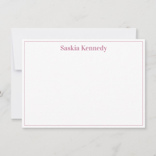 Elegant Blush Pink Modern Border Personalized Card (Front)