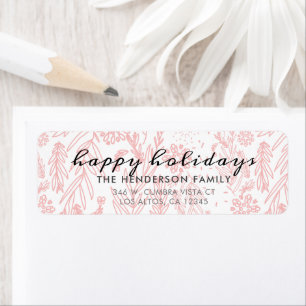 Elegant Blush Pink Modern Botanical Happy Holidays
