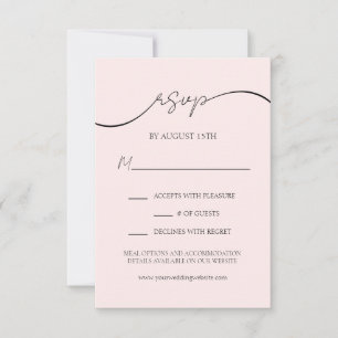 Elegant Blush Pink Modern Script Wedding RSVP Card