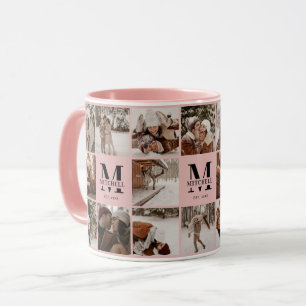 Elegant Blush Pink Multi Photo Collage Keepsake Mug