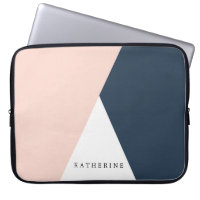 Elegant blush pink & navy blue geometric triangles