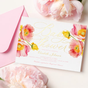 Elegant Blush Pink Peach Floral Baby Shower