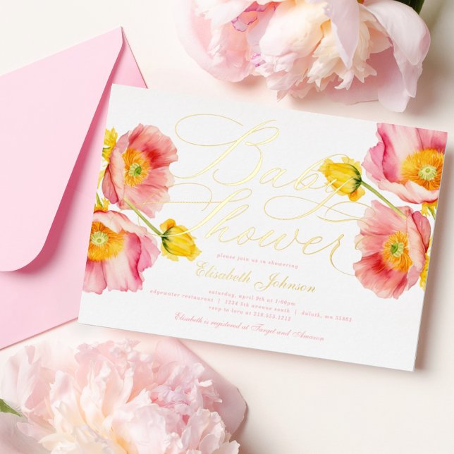 Elegant Blush Pink Peach Floral Baby Shower  (Creator Uploaded)