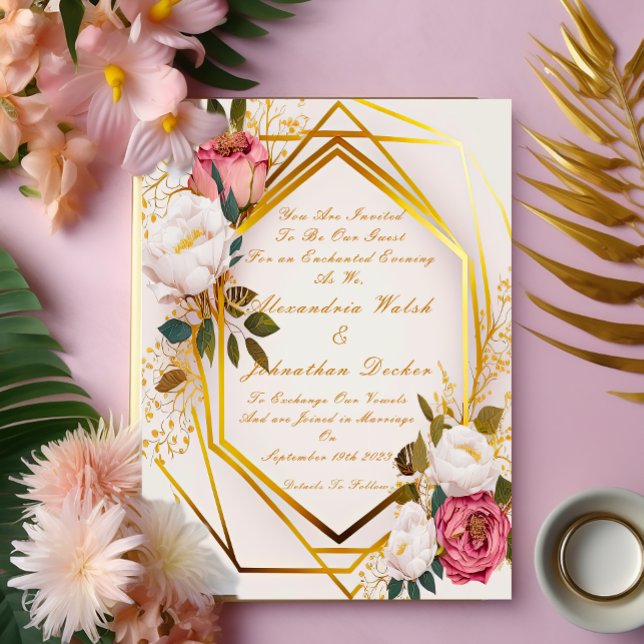 Elegant Blush Pink Peonies on Gold Frame (Creator Uploaded)