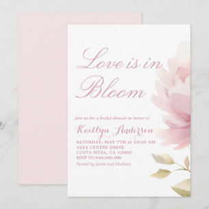 Elegant Blush Pink Peony Bridal Shower Invitation