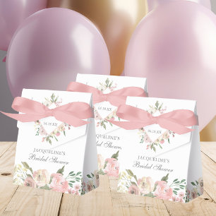 Elegant Blush Pink Peony Floral Bridal Shower Favor Box