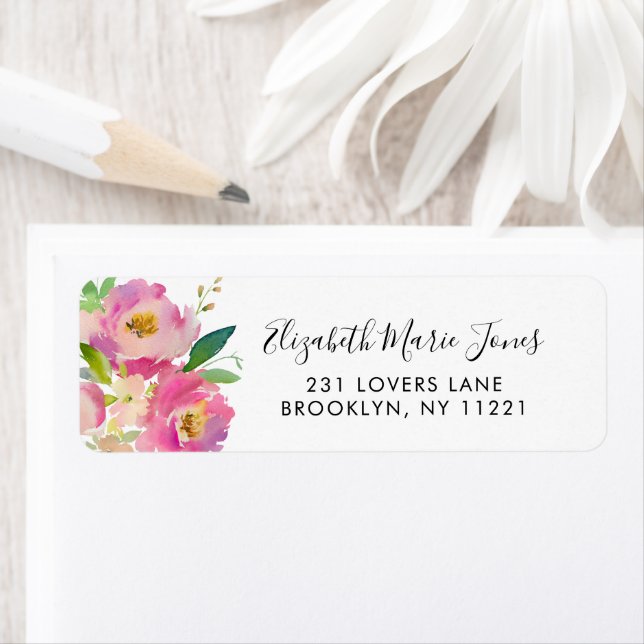 Elegant Blush Pink Peony Floral Watercolor Label (Insitu)
