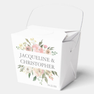 Elegant Blush Pink Peony Floral Wedding Fortune Favor Box