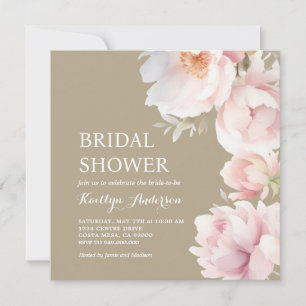 Elegant Blush Pink Peony Garden Bridal Shower Invitation