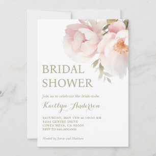 Elegant Blush Pink Peony Garden Bridal Shower Invitation