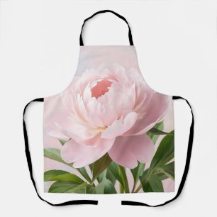 Elegant Blush Pink Peony Realistic Floral Apron