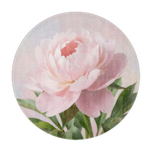 Elegant Blush Pink Peony Realistic Floral Cutting Board