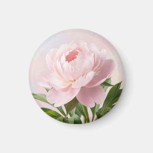 Elegant Blush Pink Peony Realistic Floral Magnet