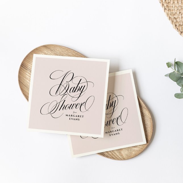 Elegant blush pink personalized baby shower napkin (Creator Uploaded)