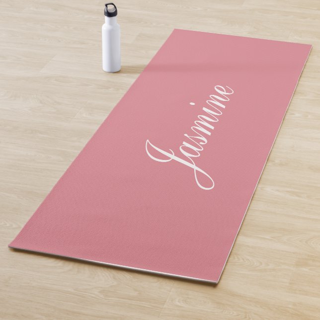 Elegant Blush Pink Personalized Name Yoga Mat (In Situ)