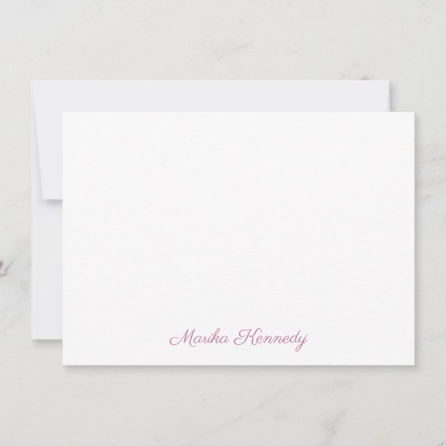 Elegant Blush Pink Personalized Signature Script Card (Front)