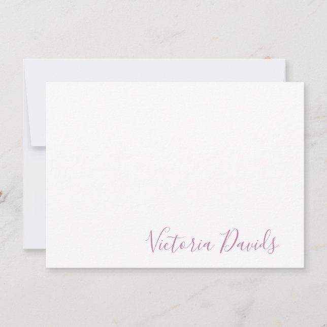 Elegant Blush Pink Personalized Signature Script Card (Front)