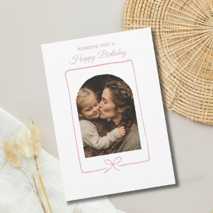 Elegant Blush Pink Photo Birthday Mom Personalized Holiday Card