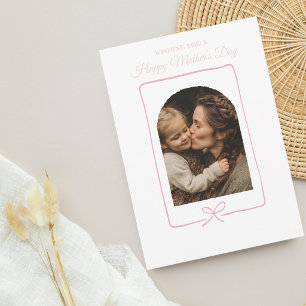 Elegant Blush Pink Photo Mother's Day Personalized Holiday Card
