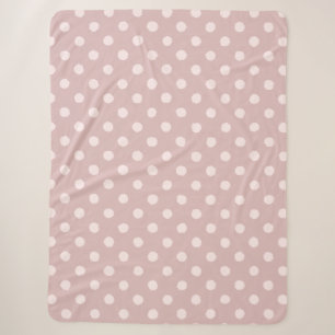 Elegant Blush Pink Polka Dot Sherpa Blanket