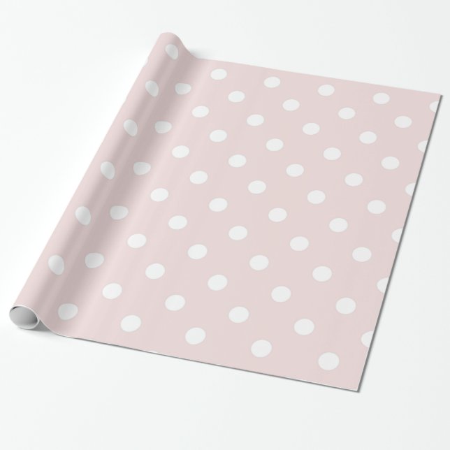 Elegant Blush Pink Polka Dot Wrapping Paper (Unrolled)