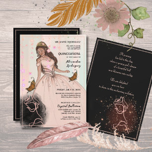 Elegant blush pink Princess Sparkling Crown Tiara Invitation