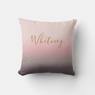 Elegant Blush Pink Purple Calligraphy Name Throw Pillow
