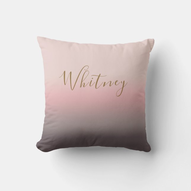 Elegant Blush Pink Purple Calligraphy Name Throw Pillow (Front)