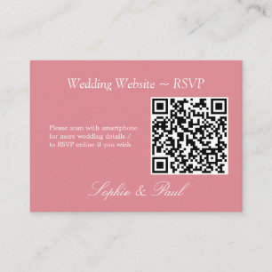Elegant Blush Pink QR Code Website RSVP Card