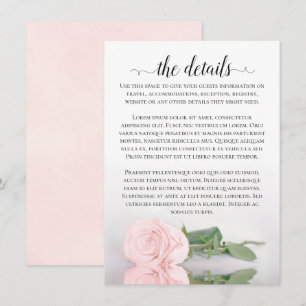 Elegant Blush Pink Romantic Rose Wedding Details Enclosure Card
