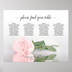Elegant Blush Pink Rose 4 Table Seating Chart